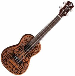 יוקללה קונצרט עם עיטורים שבטיים Luna Guitars Tribal Mahogany - לבמה ציוד הגברה ותאורה