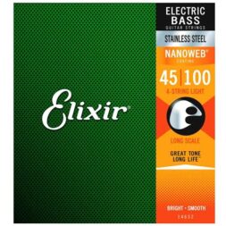 סט מיתרים לבס ELIXIR 14652 NANOWEB STAINLESS STEEL 0.45-100