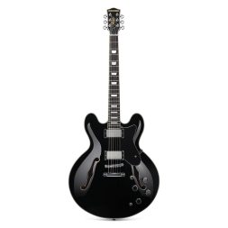 גיטרה ג'אז חצי נפח בצבע שחור DONNER DJP-1000 Semi-Hollow Electric Guitar