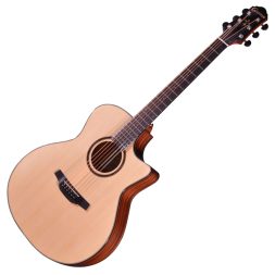 גיטרה אקוסטית מוגברת בצבע טבעי + תיק מרופד  CRAFTER HG-200CE/FSN