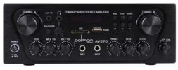מגבר 140W עם 2 אזורים 2x70w 4ohm כולל נגן Polman AV270 - Bluetooth, USB